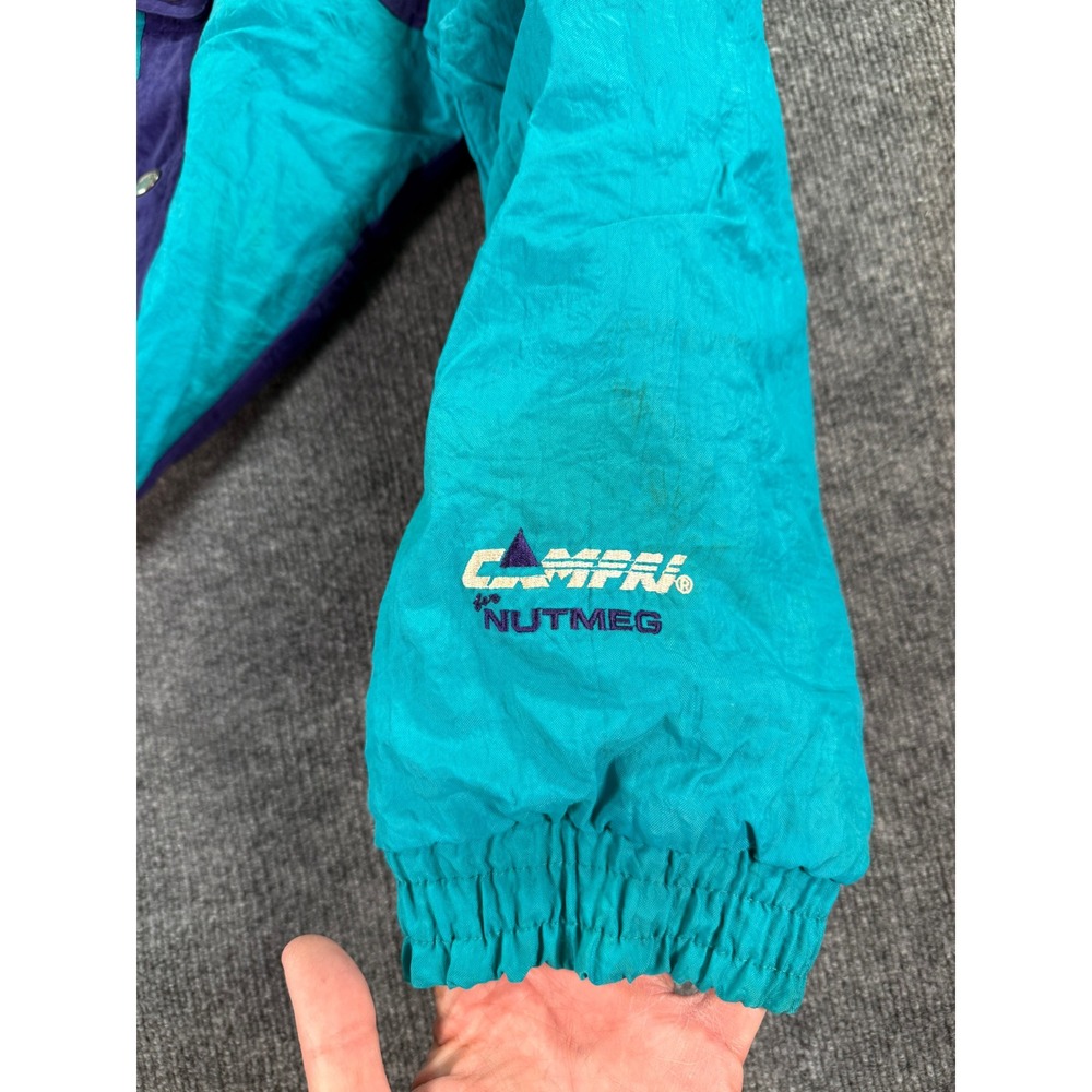 Vintage Nutmeg Charlotte Hornets 1/2 Zip Jacket Mens Large Teal Purple 90s NBA - Picture 11 of 16